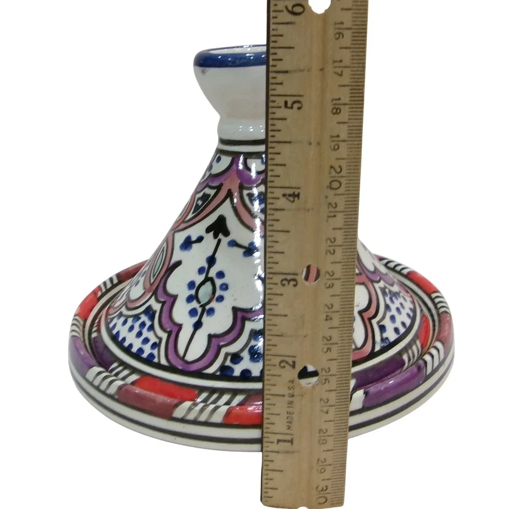 Serghini Safi Moroccan Mini Tagine Hand Painted Ceramic Spice Dish Multicolor